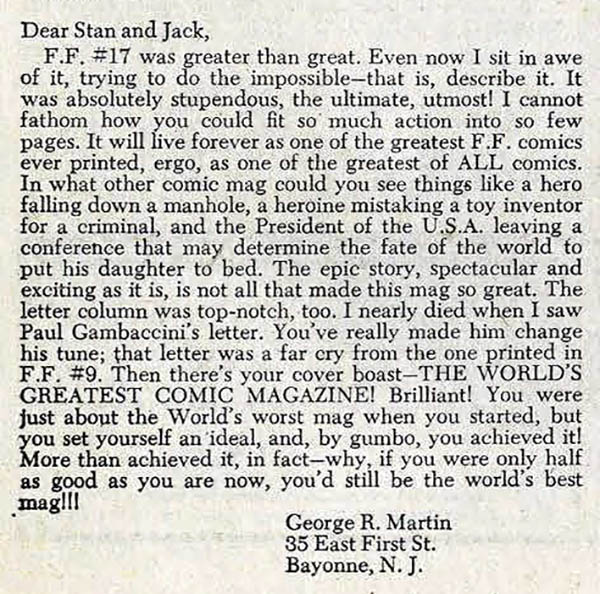 George Martin letter