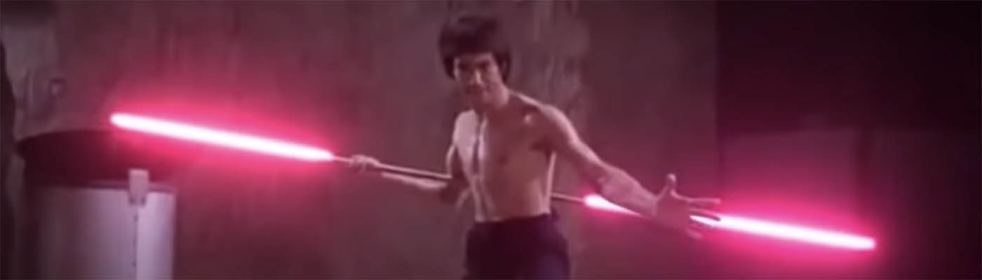 Bruce Lee with lightsabers