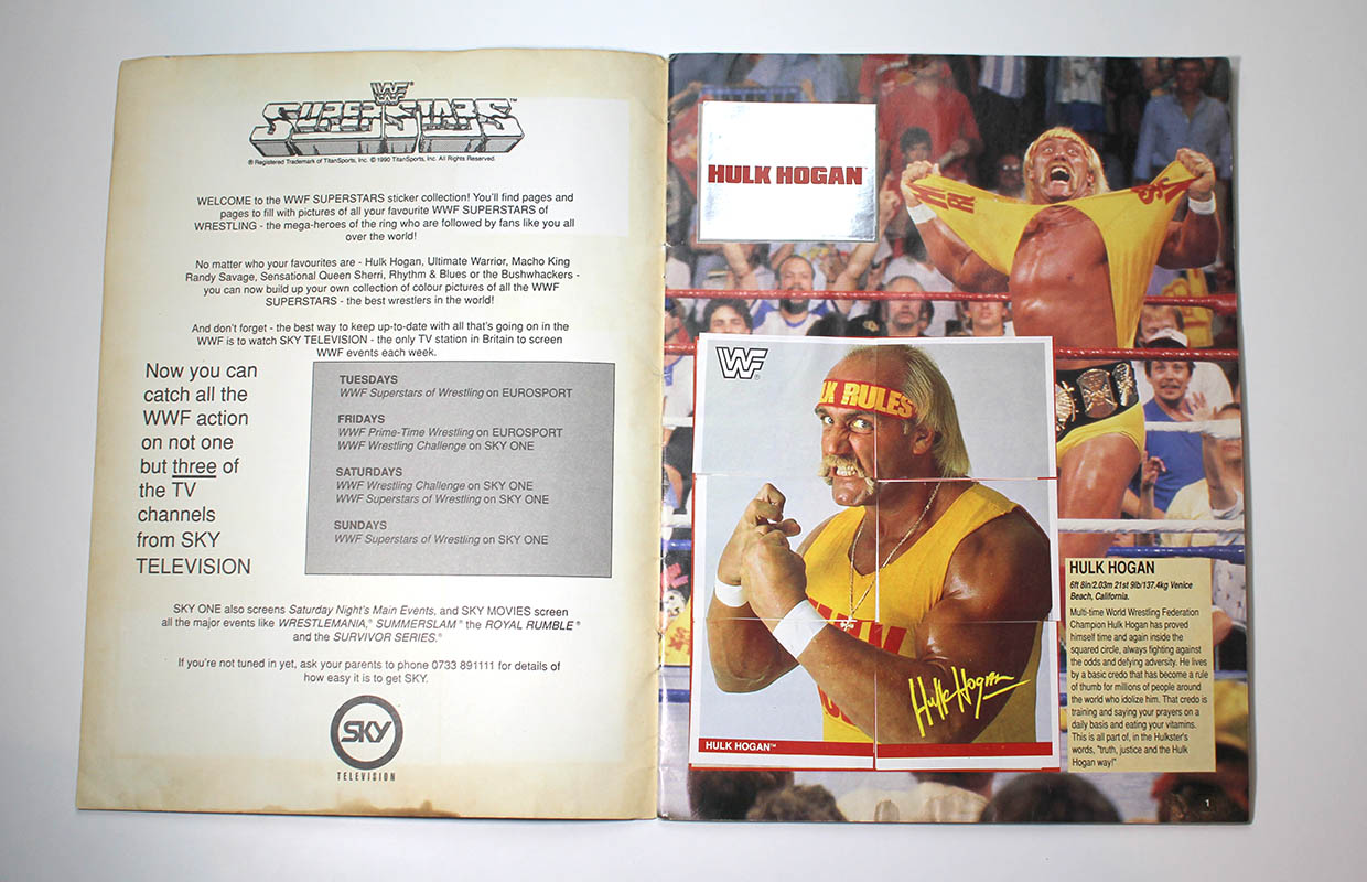 WWF SUPERSTARS MERLIN WRESTLING STICKERS 1990 BLACK ALBUM HASBRO WWE WCW 